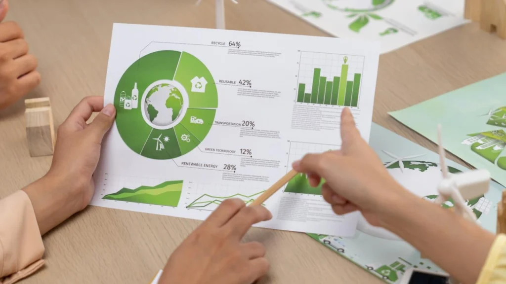CSR report with green graph chart
